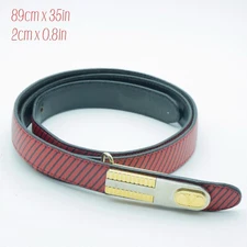 VALENTINO Roma Couture Women's Striped Leather & Gold Buckle Slim Belt Size 90