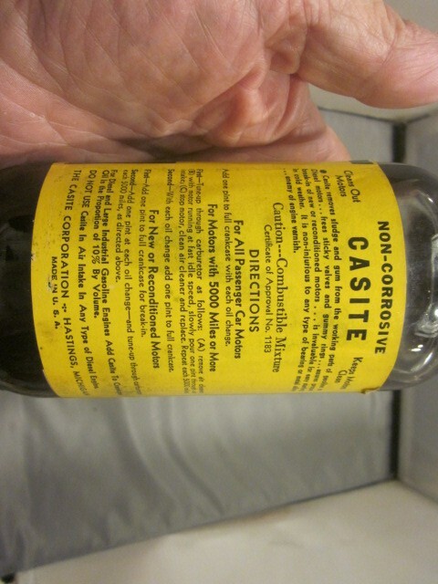 Vintage Original Casite Sludge Solvent 1 Pint Paper Label Glass Bottle FULL