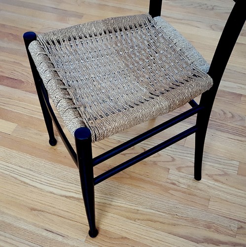 Vintage Midcentury Gio Ponti Style Rope Chair Black Frame Made In Italy? Classic - Picture 17 of 24