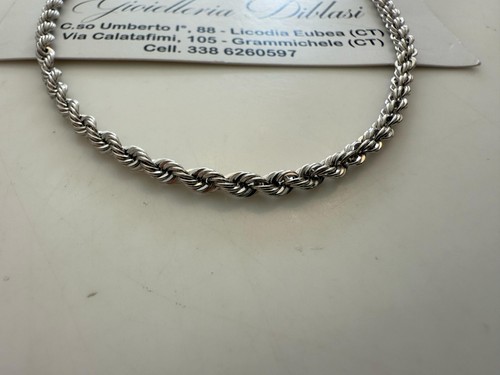 COLLANA ORO BIANCO 18 Kt 750% Uomo Donna Modello CORDA Laser COLLIER Girocollo - Foto 2 di 9