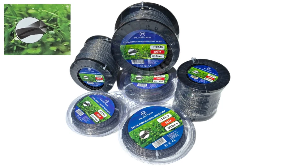 FALON TECH Profi Mähfaden Trimmerfaden Ersatzfaden Quadrat Ø 2,4 / 2,7 / 3,0mm verstärkt