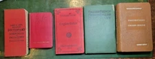 FIVE (5) MINI TRANSLATING DICTIONARIES EARLY 1900s FRENCH, ITALIAN, GERMAN