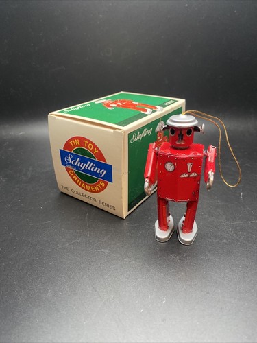 SCHYLLING TIN LITHO Robot Orig Box 1999 Rare Christmas Ornament - 第 1/5 張圖片