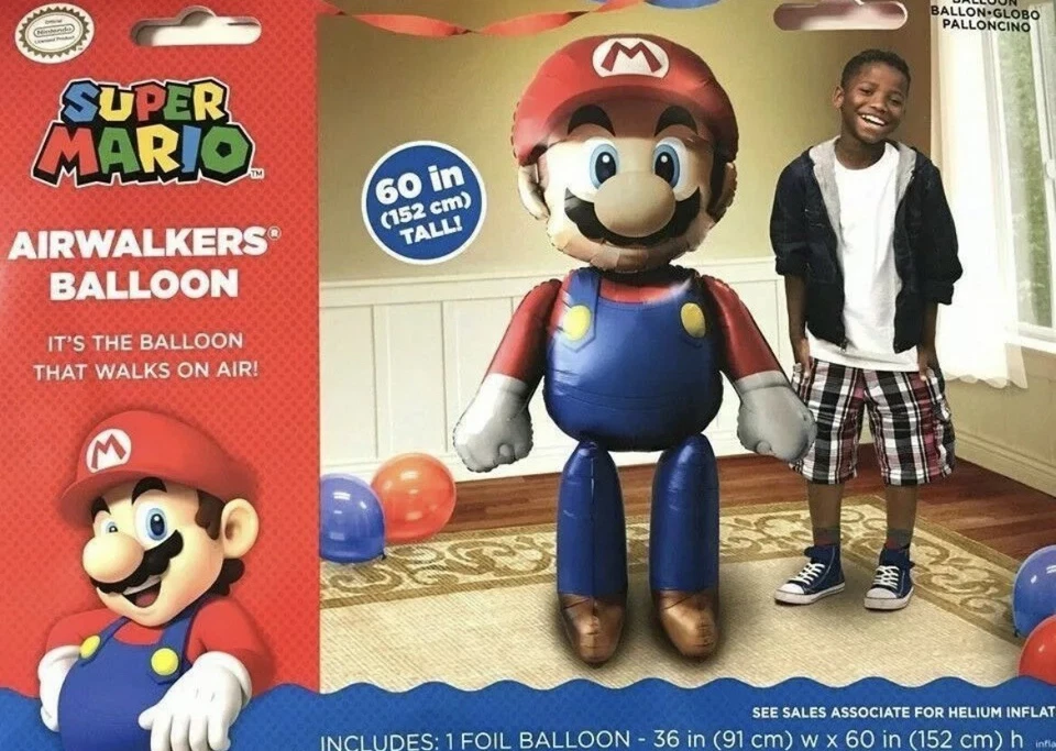 Super Mario Airwalker 60" Tall Birthday Party Jumbo 3D Balloon Helium Foil UK - Image 3 of 3