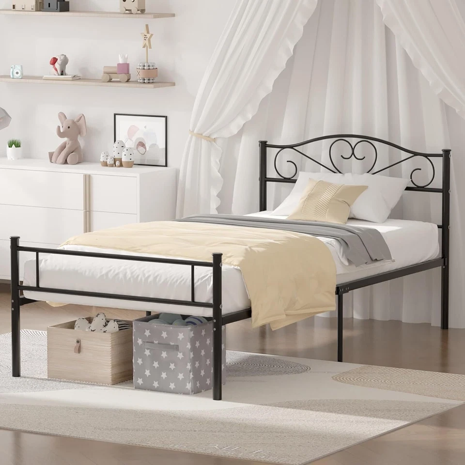 Metal Platform Bed Frame with Headboard & Footboard Twin Size Bed Frame No Box S - Image 2 of 3