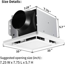 Bathroom Exhaust Fan with Light 110 CFM 500K 800LM Household Ventilation Fan