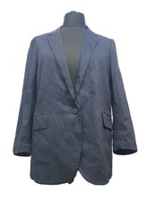 Theory Casual Blazer Ul Eco In Stretch Linen Navy Size Usa 6/uk 10 |ref Cl5#