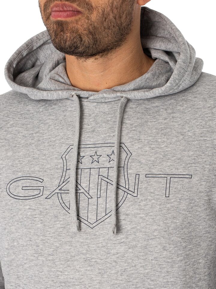 GANT Men's Graphic Logo Pullover Hoodie, Grey | eBay