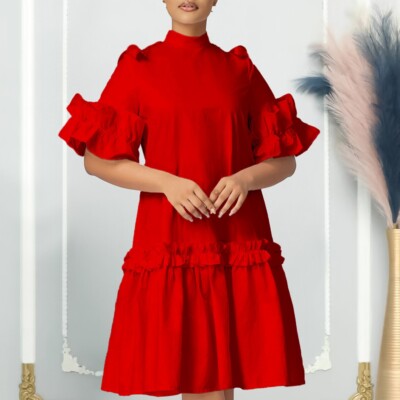 Women's Short Dresses Summer Flowy Midi Casual Crewneck Fashion Plus Size  Dress | eBay