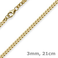 3Mm Panzerarmband Armband Armkette, 585 Gold Gelbgold, 21Cm, Unisex, Goldarmband