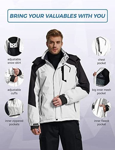 Wantdo Herren wasserdichte Winterjacke warm Wintermantel Jacke Skijacke Kapuze - Bild 114 von 162