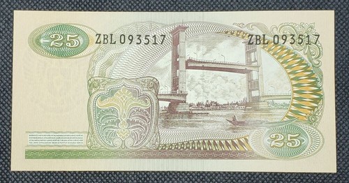 Indonesia 25 Rupiah P-106 1968 UNC Banknote - Picture 2 of 2