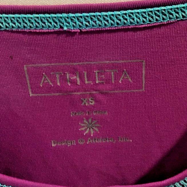 ATHLETA Women's Athletic Top Long Sleeve Front Pocket Sz XS orchid