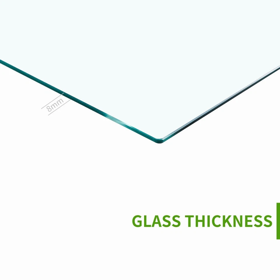 Juego de mesa de comedor de vidrio templado transparente de 47" y 4 sillas de comedor de cuero sintético gris Foto 4 de 4