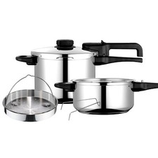 Autocuiseur 6 + 4 L, Induction, Acier Inoxydable 18/10, Régulateur de Pression