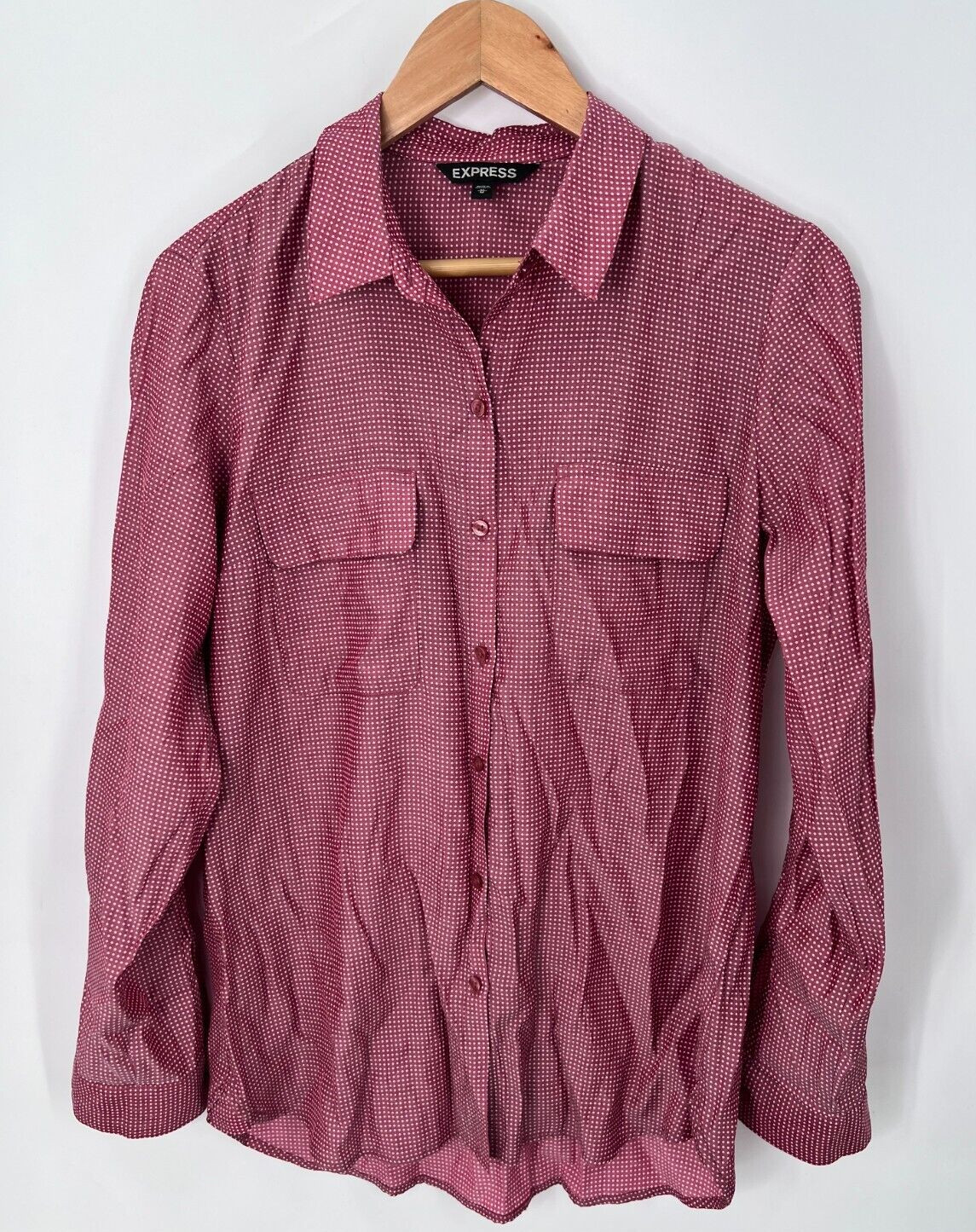 Express Viscose Button-Down Collared Polka Dot Bl… - image 5