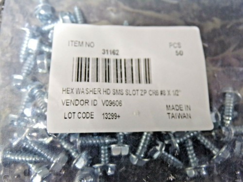 (50pk) Sheet Metal Screws, Inch Head Type: Hex Washer, #8 X 1/2" L, (RG) - Picture 4 of 5