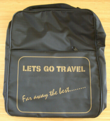 Vintage Sammlerstück neue schwarze Reisetasche - ''Lets Go Travel'' (eingestellt Handel)