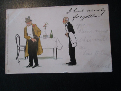 Tuck's Write Away Postkarte ''Ich hatte fast vergessen'' ungeteilt zurück 1904 verschickt