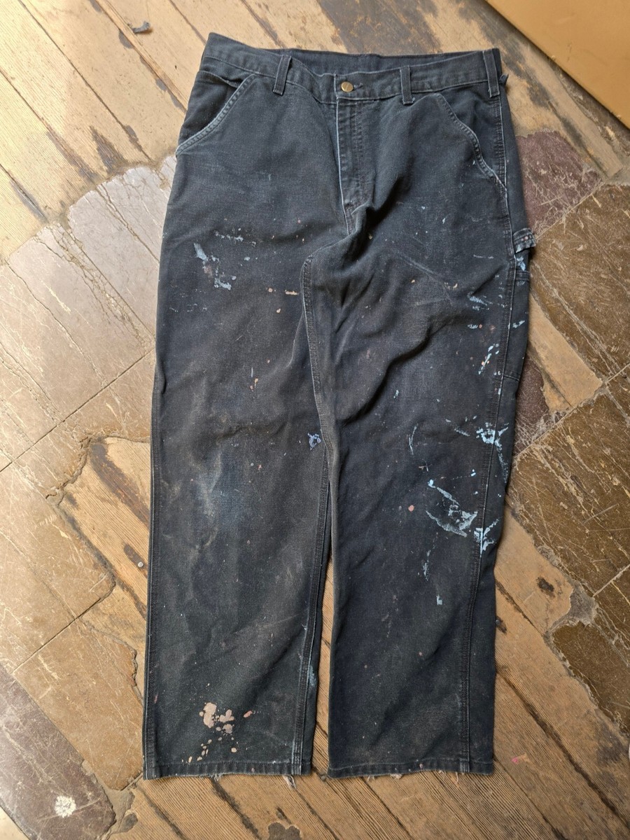 carhartt painter pants made in usa 33×30 Carhartt Men's Relaxed Fit Peat Canvas Work Pants (30 X 30