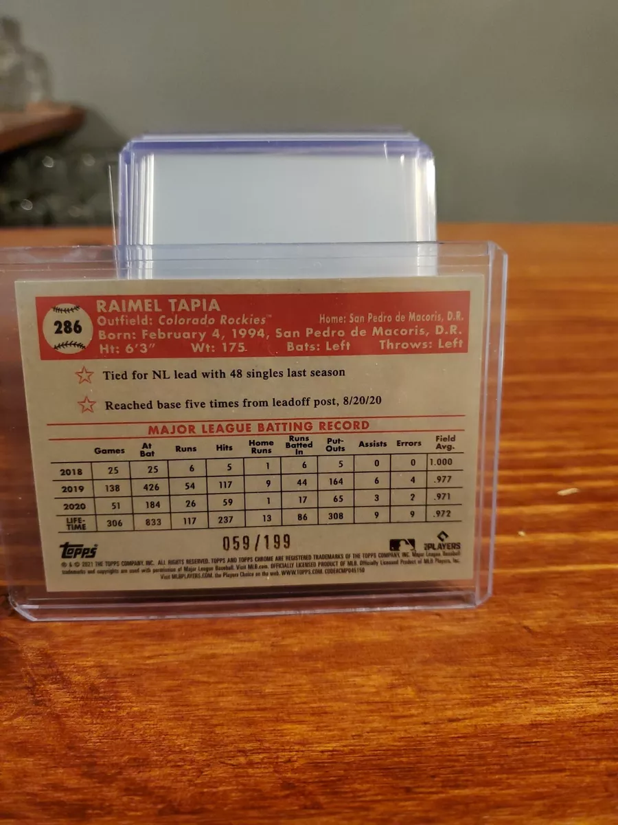 2021 Topps Chrome Platinum Anniversary Rockies Baseball Card #286 Raimel Tapia