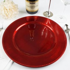 24 pcs 13" Red BEADED Round CHARGER PLATES Wedding Party Dinner Supplies
