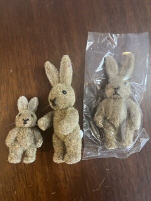 Vintage Just For Keeps Mixed Lot Poseable Flocked Rabbit Lot of 3 NEW