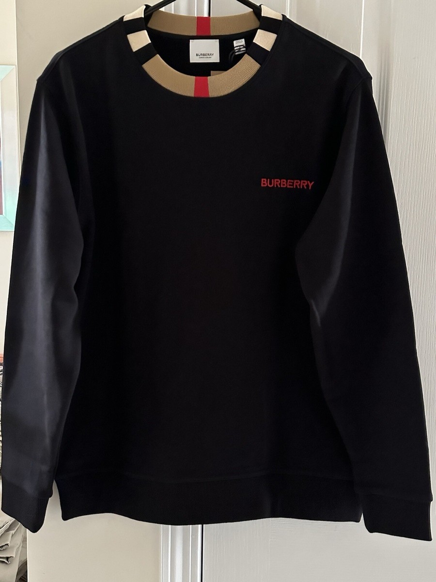 BURBERRY JARRAD CHECK NECK LONG SLEEVE Sm BLK SWEATER