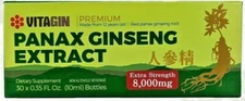 Red PANAX Ginseng Extract 12 years old Roots 8000 Mg Premium 1 Box of 30 Bottles