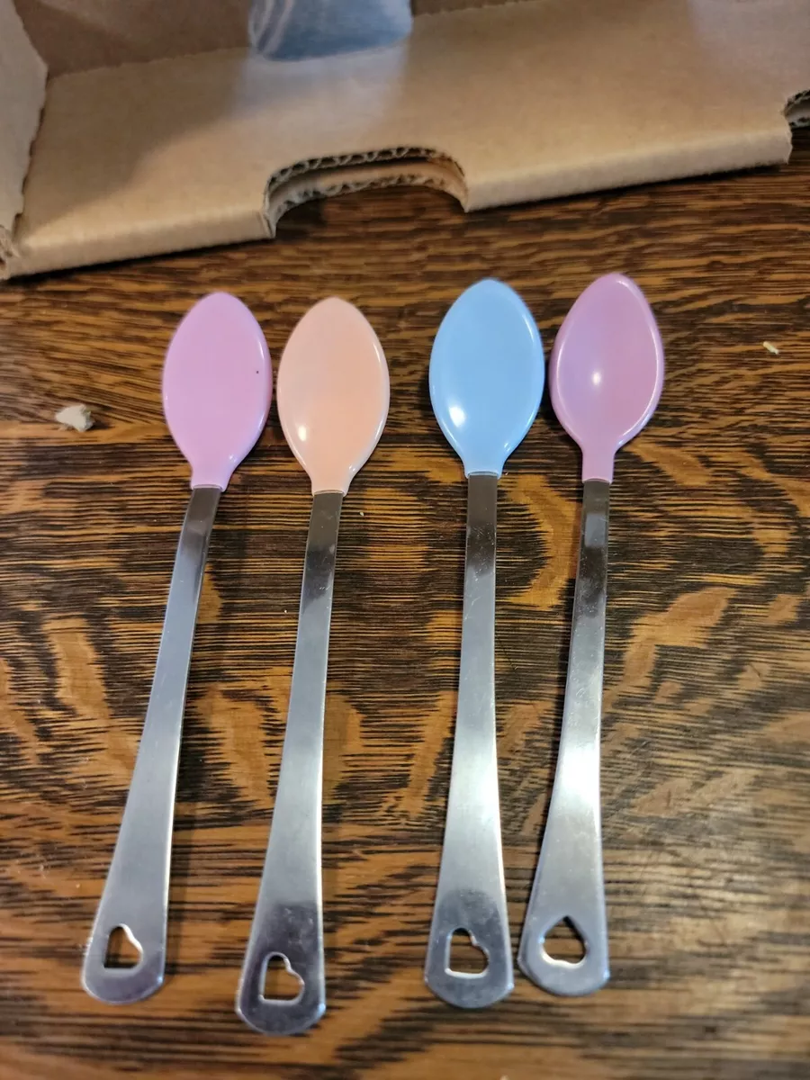 Vintage Munchkin Soft Tip Metal Baby Spoon Lot of 4 Heat Color Changing  Pastels