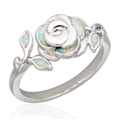 Dreieck Ozean Blau Feuer Opal Silber Schmuck Damen Band Ring Größe 6 7