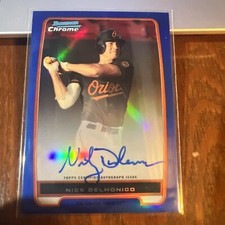 Nick Delmonico 2012 Bowman Chrome Prospects Blue Refractor Auto #BCP92 /150