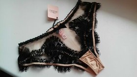 AGENT PROVOCATEUR NUDE / BLACK MERIDITH BRIEF AP 2 SMALL UK 8 BNWT