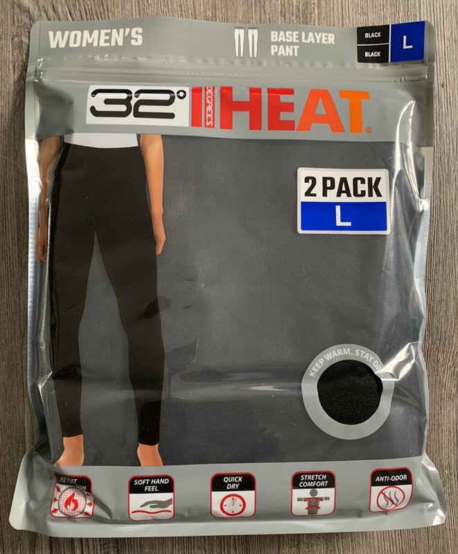L NIP 32 Degrees Heat Women's 2 Pack Black Base Layer Pants NEW