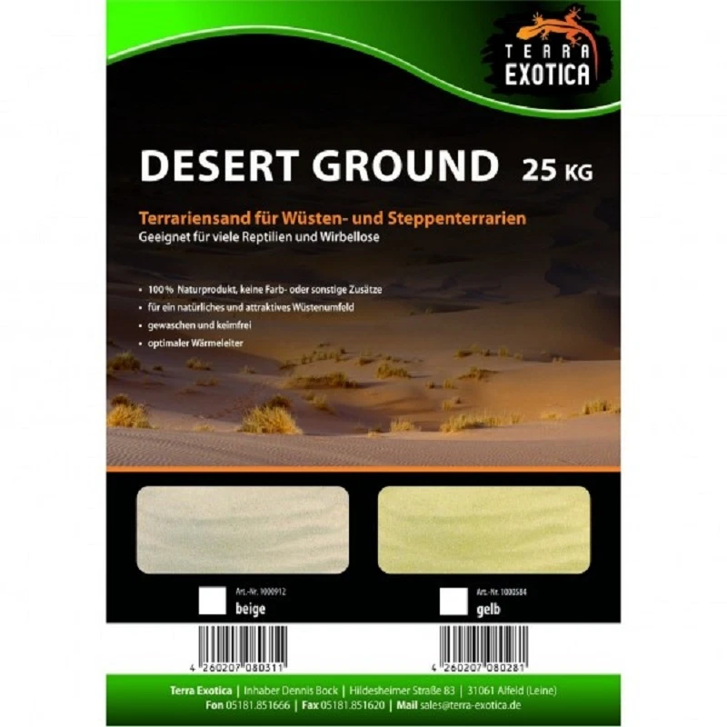 TERRA EXOTICA Desert Ground Wüstensand Reptiliensand Terrariensand 25kg beige, gelb