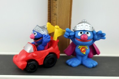 Sesame Street Workshop Super Grover RARE HTF Lot of 2 Figures Cake Toppers