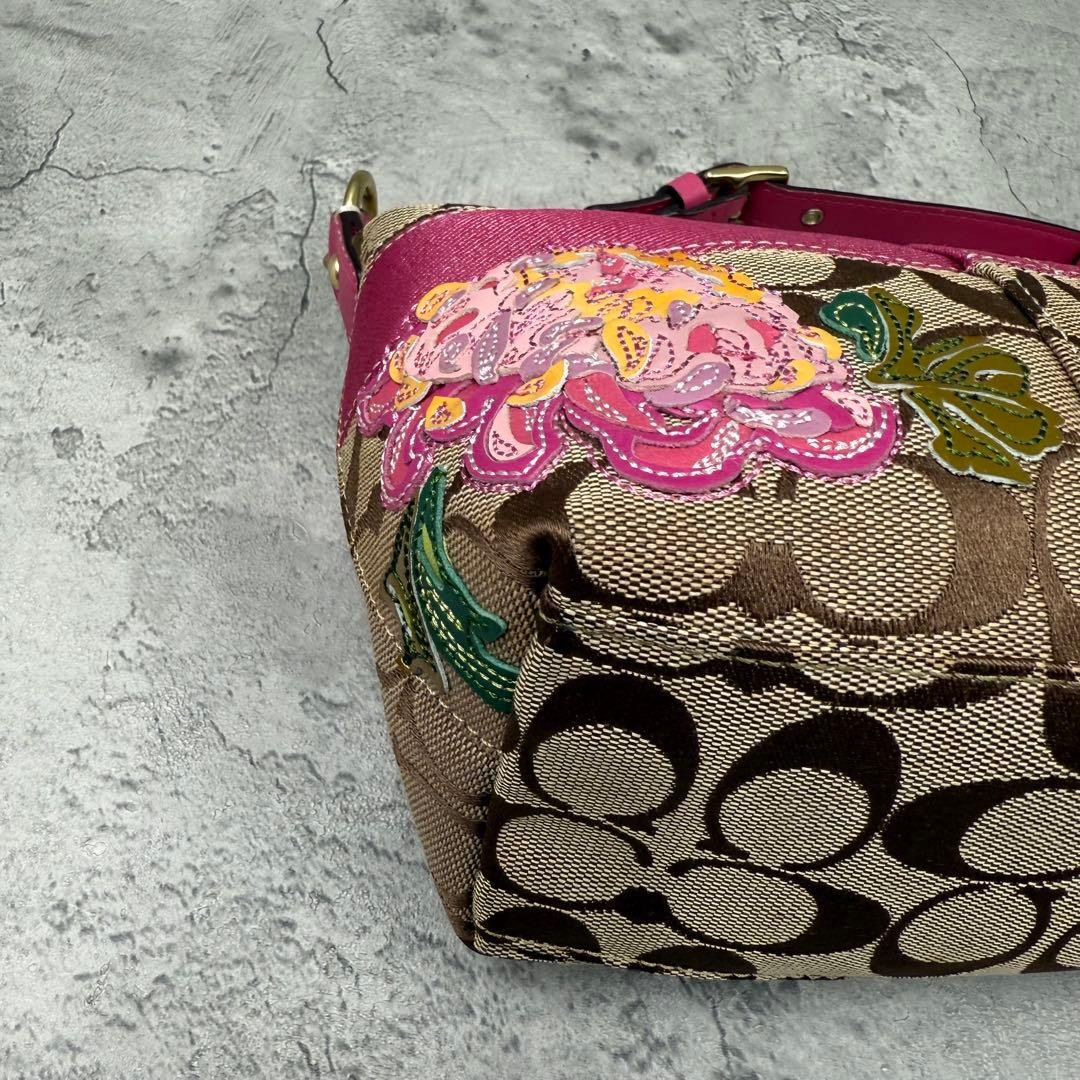 COACH Shoulder Bag Patchwork Beige Pink Leather H… - image 21