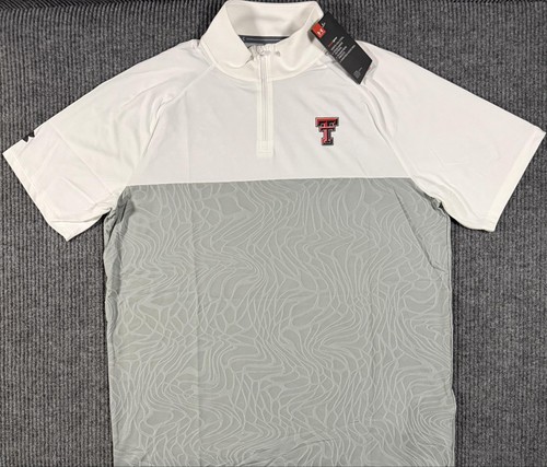 Texas Tech Polo Shirt Mens Large Under Armour HeatGear Golf Quarter Zip Gray NEW