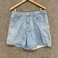 Princess Polly Shorts Womens Size 16 Blue Denim High Rise Cotton Zip 7918