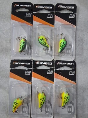 Lot Of 6 Bomber 3F Crankbaits In Fire Tiger Color Ultralight Size 1 3/8in