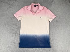Polo Ralph Lauren Polo Shirt Men Small Pink Ombre Cotton Custom Slim Fit READ