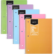 College-Ruled Spiral Notebook, for Work and School, 70 Sheets, 8" X 10.5", Assor