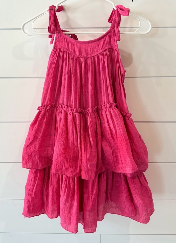 Joyfolie Girls Pink Tiered Sleeveless Knee Length Dress Ruffle Lace Size 8