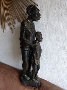 ANCIENNE SCULPTURE BUSTE art africain en bois d'ébène vintage haut:35