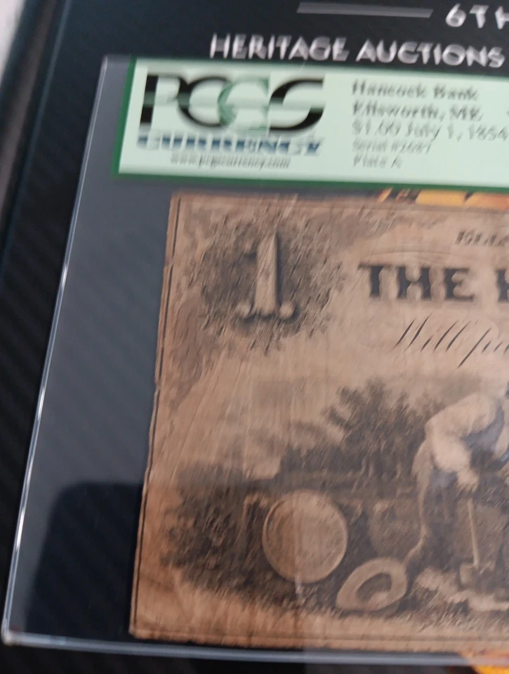 The Hancock Bank Of Ellsworth Maine $1 July 1,1854 Certified PCGS VG8 - Image 3 of 4