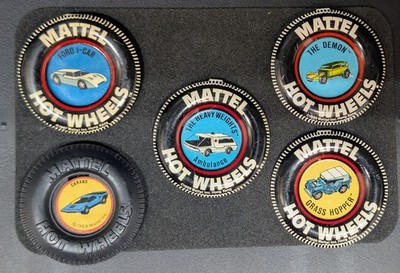 Rare Vintage 1960s Mattel Hot Wheels Metal Badge Lot - Set of 5, Grass Hopper