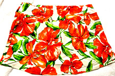 Venus Swim Skirt Bottoms Womens 14 Bathing Suit White with Orange Flowers