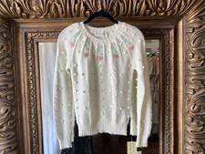 SUÉTER PUFFBALL FLORAL BETSEY JOHNSON MICHAEL MILEA NUEVO DE COLECCIÓN AÑOS 70 S Cuello Redondo