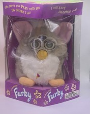 1998 Furby Church Mouse Gray w/ Original Box White Belly,Pink Ears,READ Desc.
