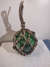 VINTAGE GLASS FISHING FLOAT  IN GREEN- 5"